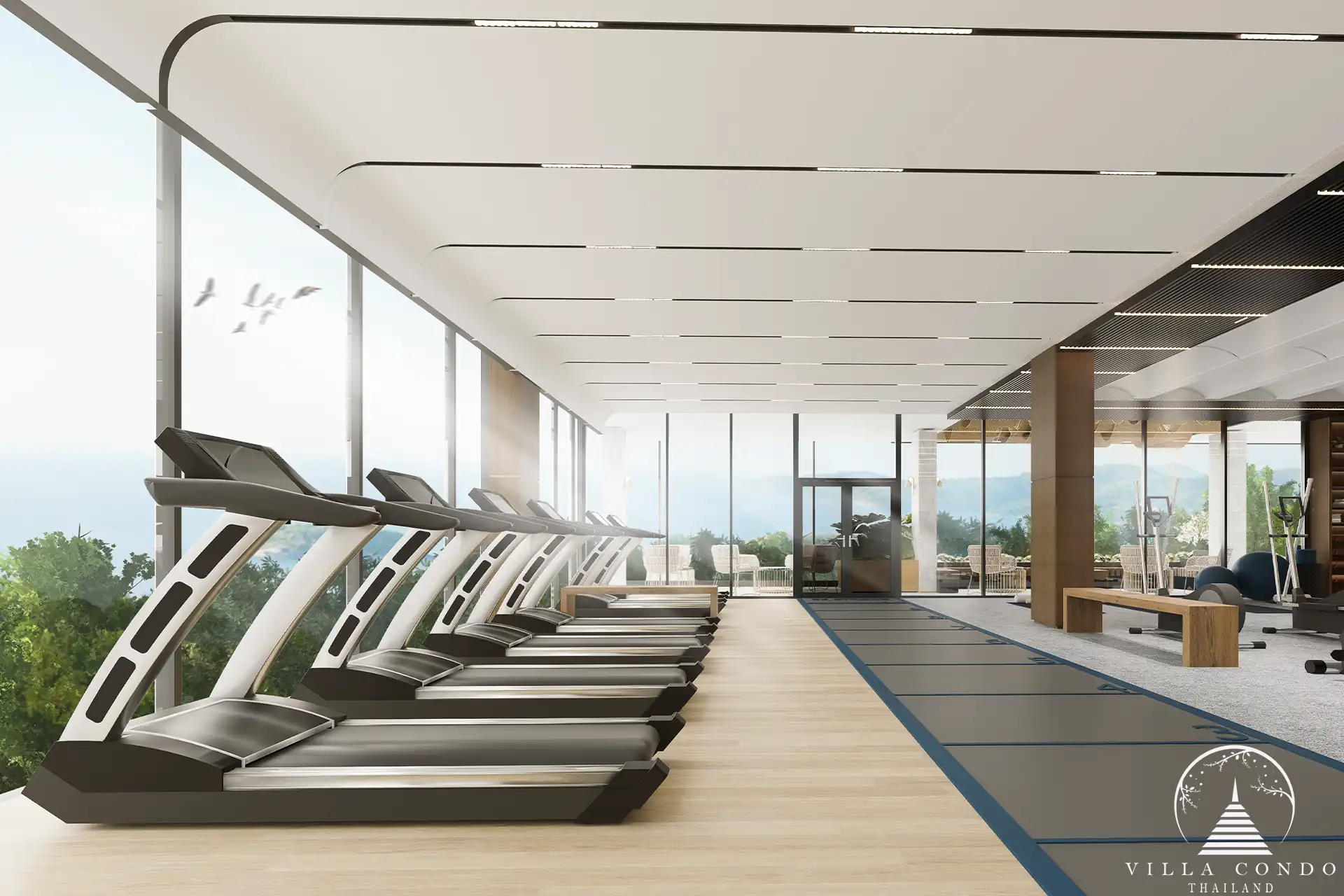 The Forest Patong Condo cardio studio with treadmills and sprint track
