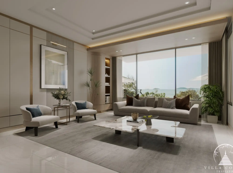 The Forest Patong Condo serene living room with coastal outlook