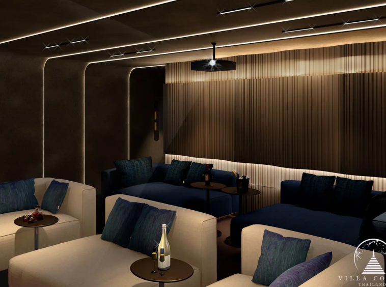 The Forest Patong Condo luxury home theater with ambient strip lighting