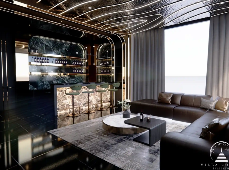 The Forest Patong Condo luxury bar lounge with marble finishes
