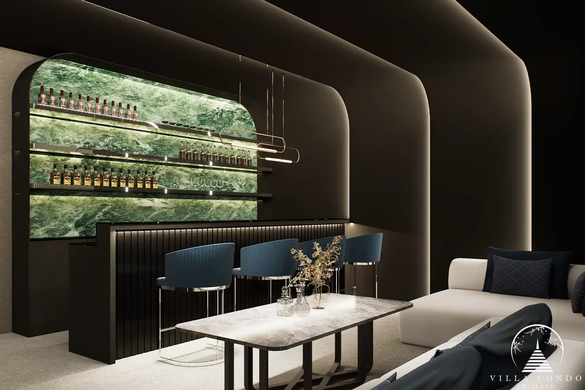 The Forest Patong Condo private karaoke lounge with ambient lighting