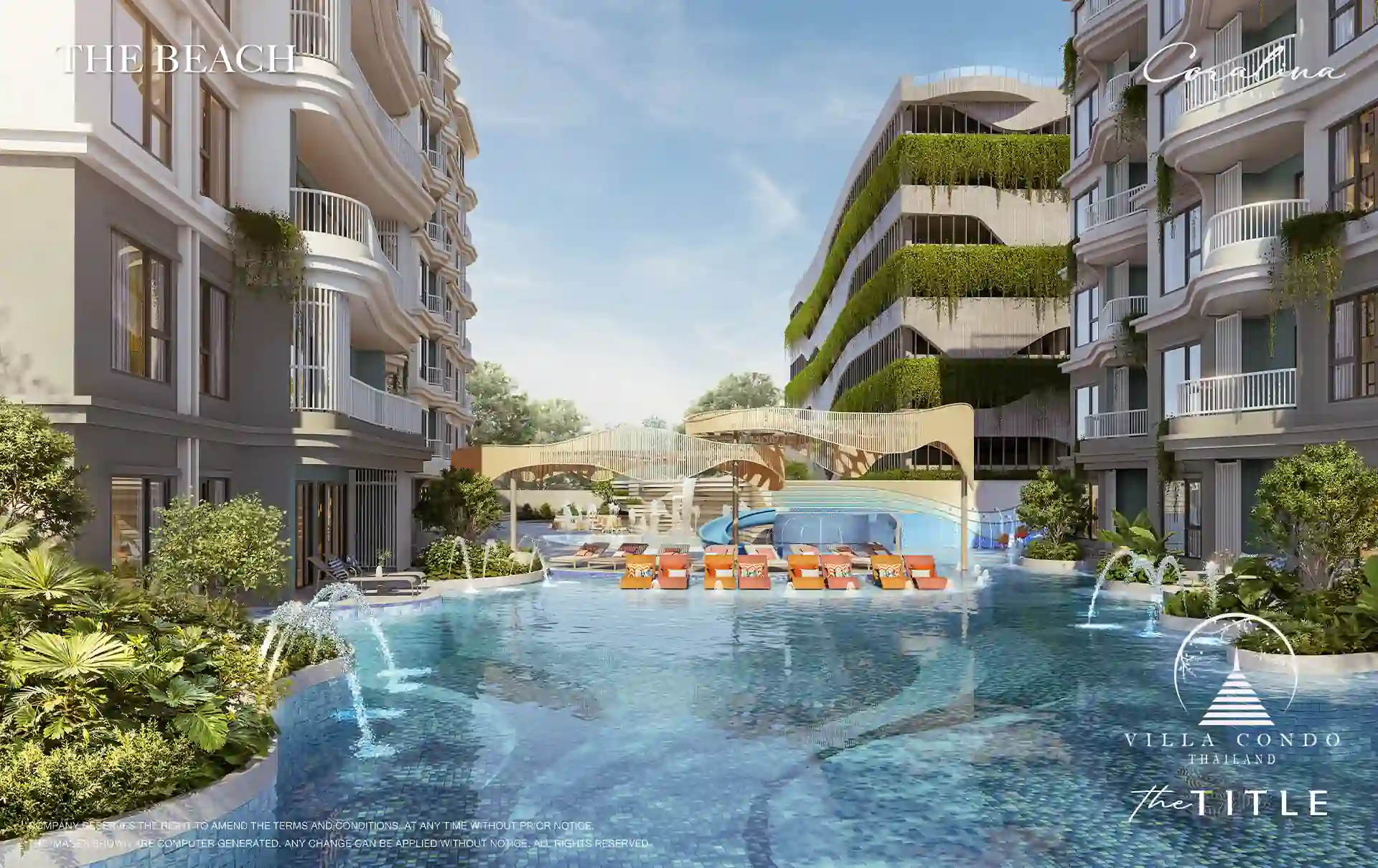 The Title Coralina Condo Kamala beach-style lagoon pool and green facade