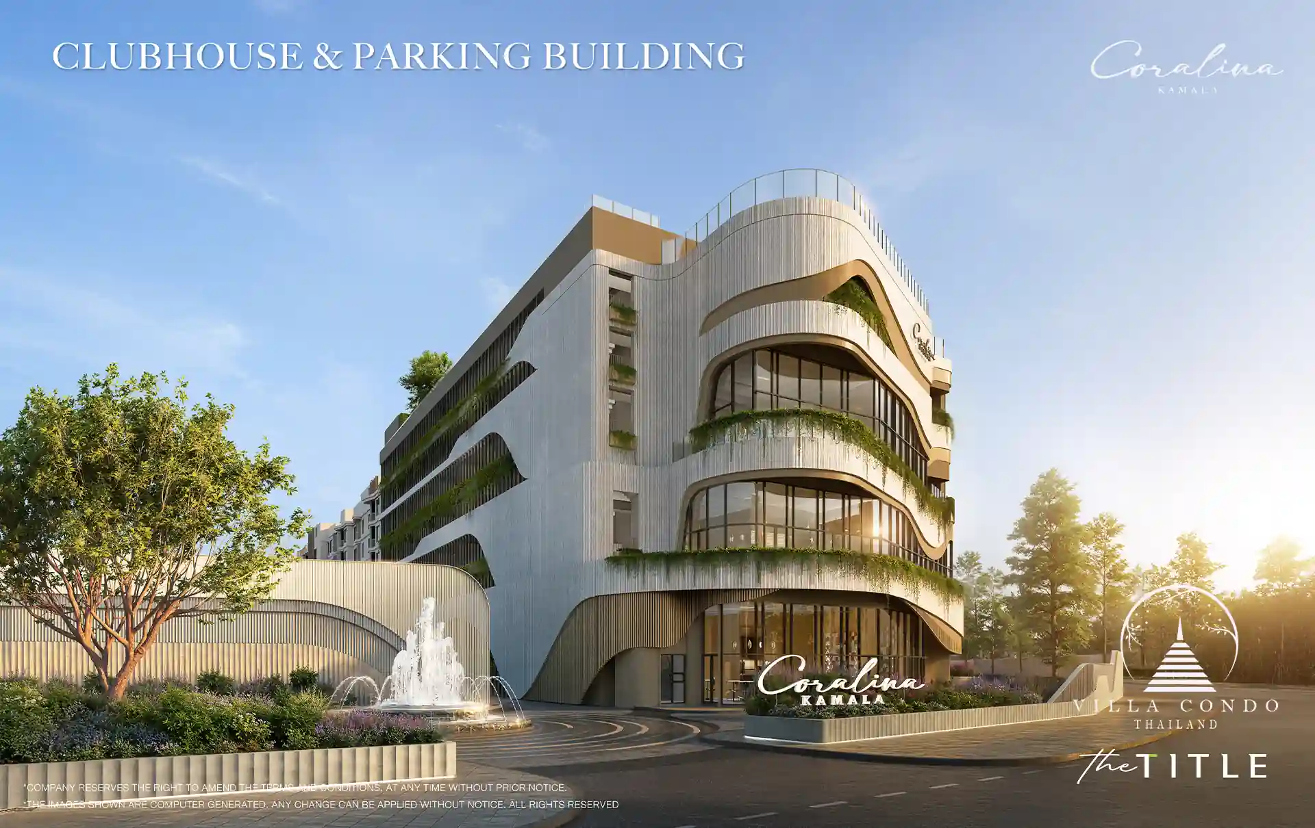 The Title Coralina Condo Kamala clubhouse and parking building exterior
