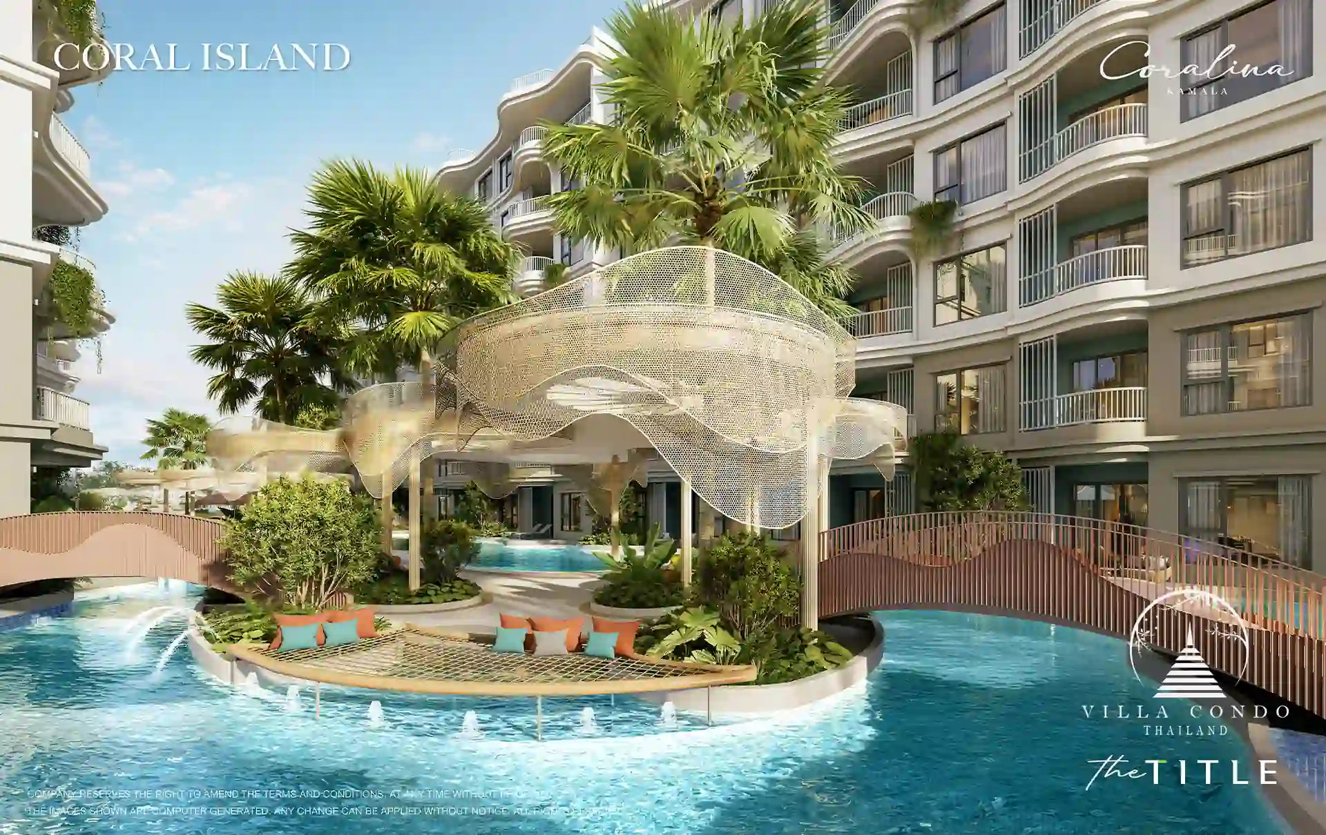The Title Coralina Condo Kamala coral island lounge with bridge